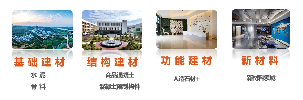 <p>基础建材结构建材功能建材新材料</p> <p>水泥商品混凝土人造石材+新料领域</p> <p>骨料混凝土预制构件</p>